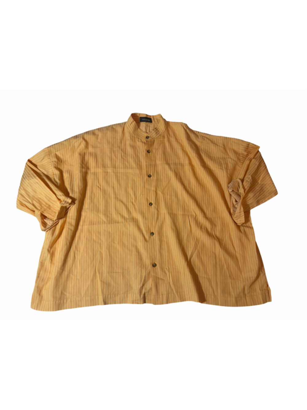 Eskandar Orange Striped Cotton Oversized Boxy Button Down Shirt